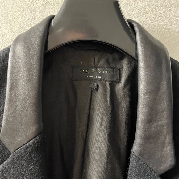 Rag and Bone Wool Coat with Leather Collar - Picture 3 of 3